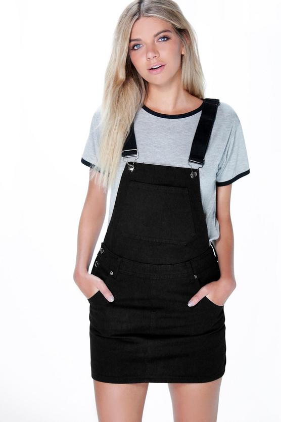 Hollie Denim Dungaree Pinafore Dress